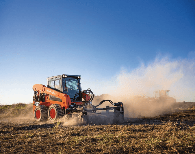 Skid steer working on a construction site