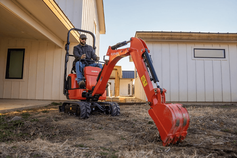 Man on an excavator excavating